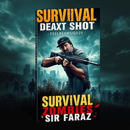 A gripping book cover design for 'Survival: Death Shot of Zombies' by Sir Faraz (2025)