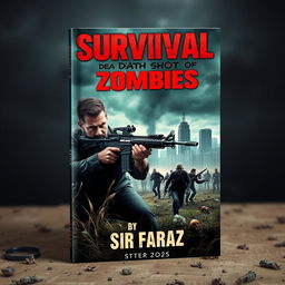 A gripping book cover design for 'Survival: Death Shot of Zombies' by Sir Faraz (2025)