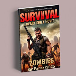 A gripping book cover design for a thrilling zombie survival novel titled 'Survival: Death Shot of Zombies' by Sir Faraz (2025)