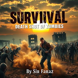 A gripping book cover featuring a desolate landscape filled with a horde of zombies in a post-apocalyptic setting