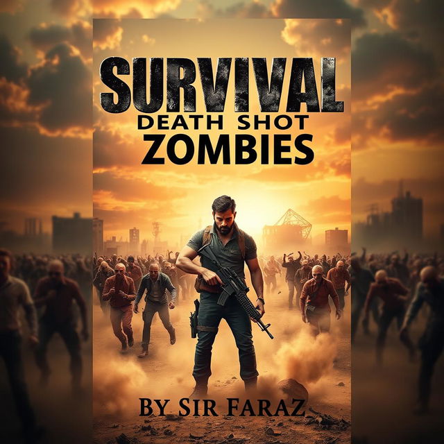 A gripping book cover featuring a desolate landscape filled with a horde of zombies in a post-apocalyptic setting