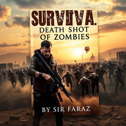 A gripping book cover featuring a desolate landscape filled with a horde of zombies in a post-apocalyptic setting