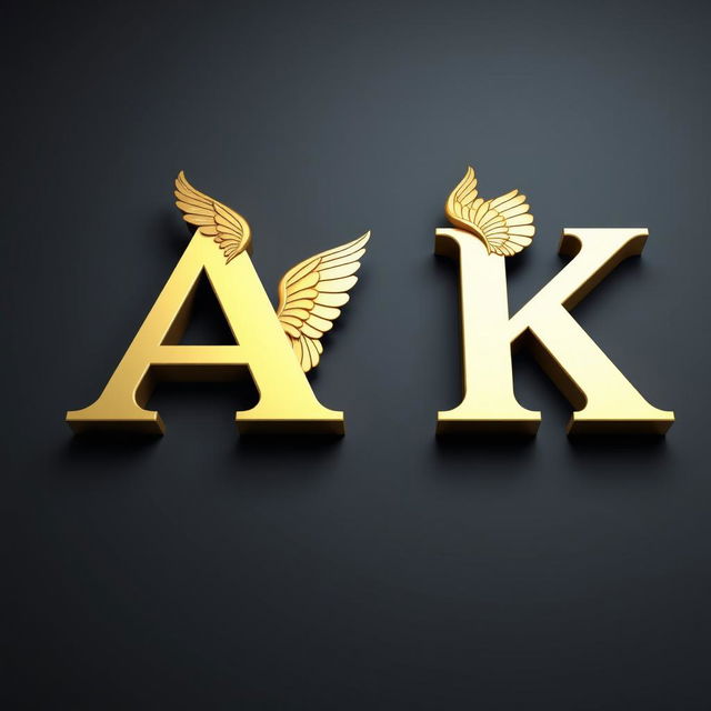 3D letters 'A' and 'K' designed with elegant, paradise-style wings attached to the top edges of each letter