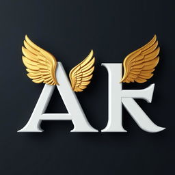 3D letters 'A' and 'K' designed with elegant, paradise-style wings attached to the top edges of each letter