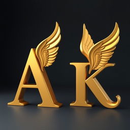 3D letters 'A' and 'K' designed with elegant, paradise-style wings attached to the top edges of each letter