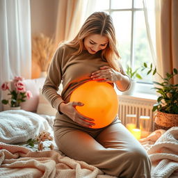 A peaceful composition emphasizing the nurturing environment for a fetus