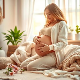 A peaceful composition emphasizing the nurturing environment for a fetus