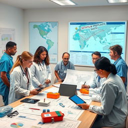 A detailed scene representing disaster risk reduction in healthcare networks