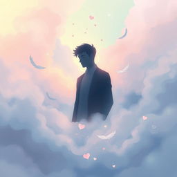 A surreal and dreamy illustration depicting the concept of dreaming of a man