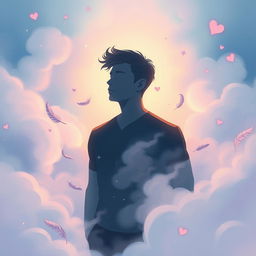 A surreal and dreamy illustration depicting the concept of dreaming of a man