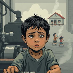 A powerful and emotive illustration depicting the theme of child labor