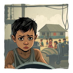 A powerful and emotive illustration depicting the theme of child labor