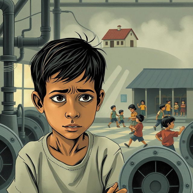 A powerful and emotive illustration depicting the theme of child labor