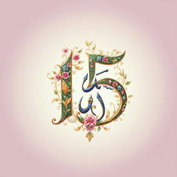 A stunning and elegant depiction of the Persian numeral 15, intricately designed with traditional Persian calligraphy and art