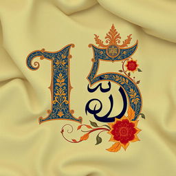 A beautiful and elegant representation of the Persian number 15, artistically designed with intricate patterns and floral motifs
