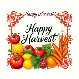 A vibrant and colorful greeting card design themed around Deccan produce