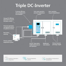 A technical diagram illustrating the concept of a Triple DC Inverter system, showcasing its components and operation