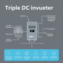 A technical diagram illustrating the concept of a Triple DC Inverter system, showcasing its components and operation