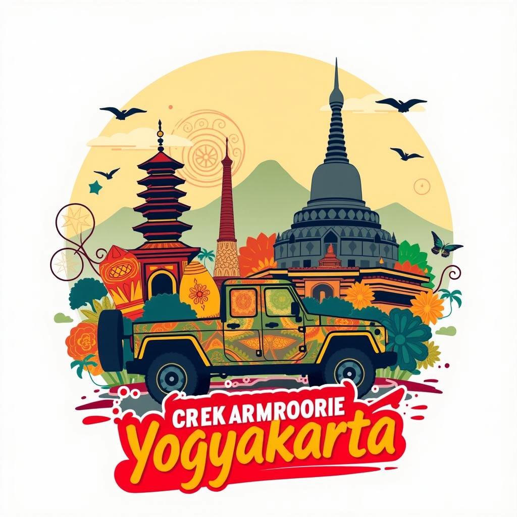 An illustrated T-shirt design for the study tour of STIE and AKPAR Yasmi to Yogyakarta