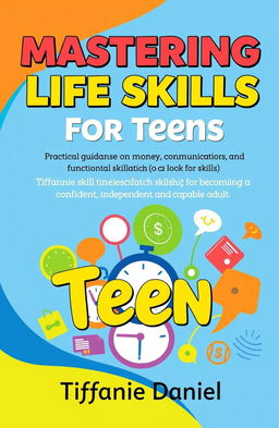 A vibrant and engaging book cover design for 'Mastering Life Skills for Teens'