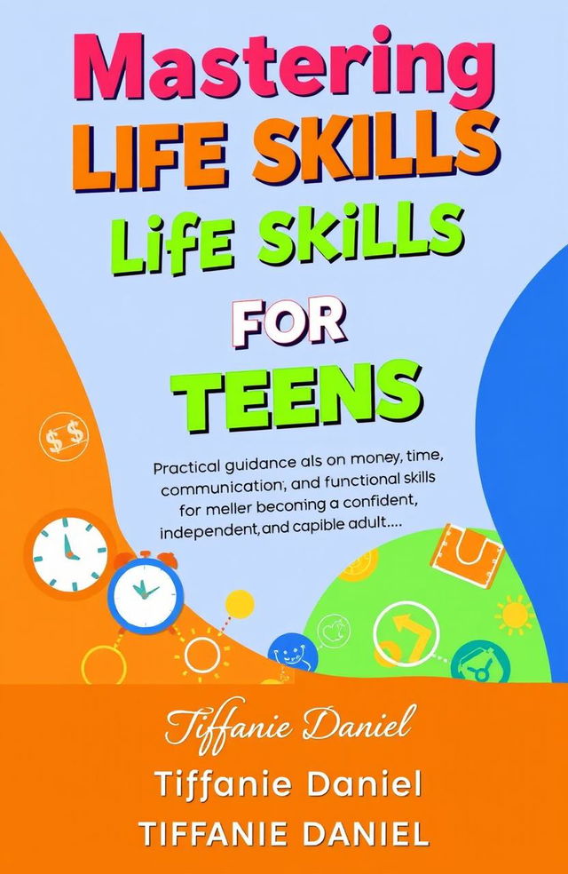 A vibrant and engaging book cover design for 'Mastering Life Skills for Teens'