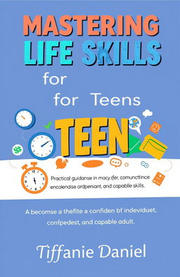 A vibrant and engaging book cover design for 'Mastering Life Skills for Teens'