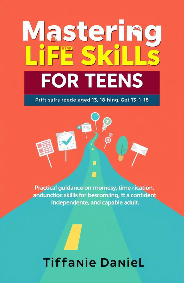 A modern and engaging book cover for 'Mastering Life Skills for Teens' by Tiffanie Daniel