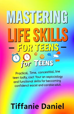 A vibrant and engaging book cover for 'Mastering Life Skills for Teens'