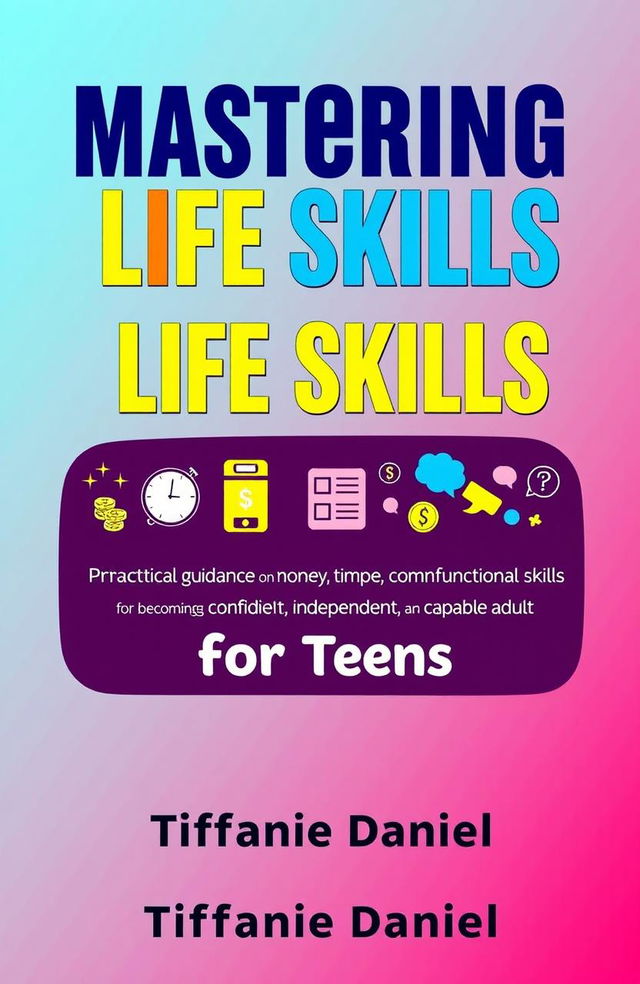 A vibrant and engaging book cover for 'Mastering Life Skills for Teens'