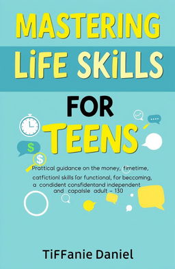 A modern and engaging book cover design for 'Mastering Life Skills for Teens' by Tiffanie Daniel