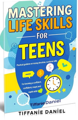 A modern and engaging book cover design for 'Mastering Life Skills for Teens' by Tiffanie Daniel