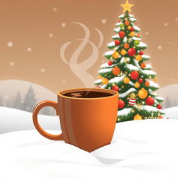 A modern vertical rectangular winter illustration perfect for winter coffee packaging