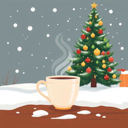 A modern vertical rectangular winter illustration perfect for winter coffee packaging