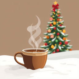 A modern vertical rectangular winter illustration perfect for winter coffee packaging