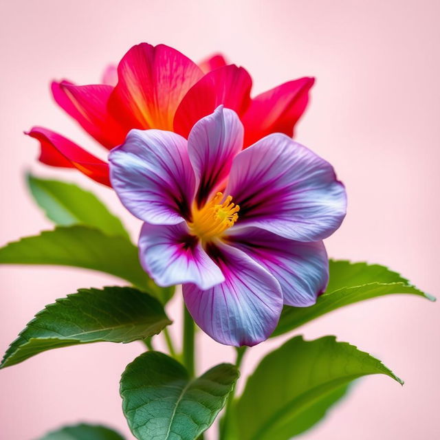 An artistic depiction of a beautiful flower in full bloom, showcasing vibrant colors and delicate petals