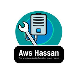Design a bold and modern logo for a repair business specializing in wall-mounted packages and water heaters, incorporating the name 'Aws Hassan' prominently