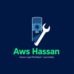 Design a bold and modern logo for a repair business specializing in wall-mounted packages and water heaters, incorporating the name 'Aws Hassan' prominently