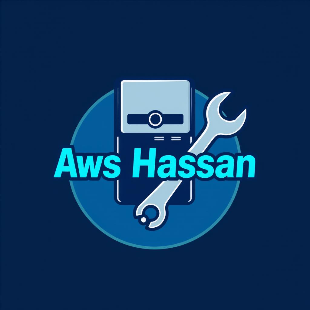 Design a bold and modern logo for a repair business specializing in wall-mounted packages and water heaters, incorporating the name 'Aws Hassan' prominently