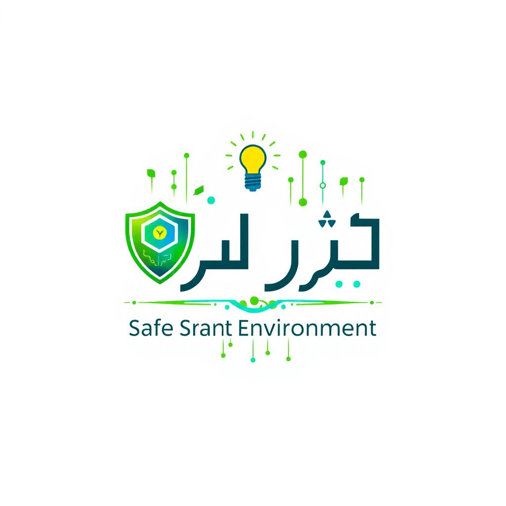 A beautiful and creative logo design featuring the phrase 'ایمن محیط هوشمند' (Safe Smart Environment) in elegant typography