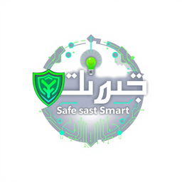 A beautiful and creative logo design featuring the phrase 'ایمن محیط هوشمند' (Safe Smart Environment) in elegant typography