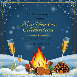 An elegant invitation design for Komal Hotel Pvt Ltd's New Year Eve event on 31st December 2024