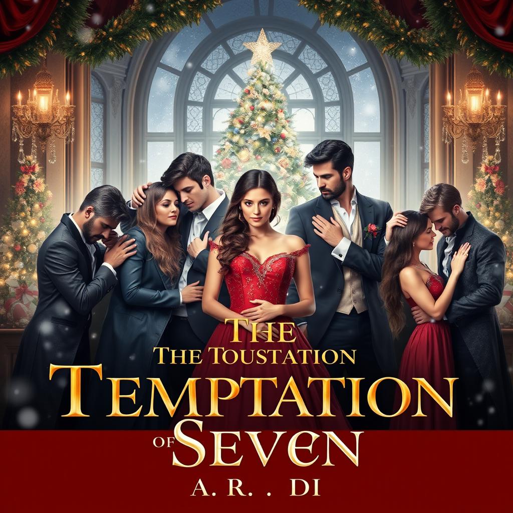 A mesmerizing book cover for the passionate romance novel 'The Temptation of Seven' by A