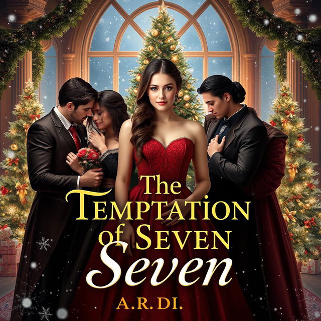 A mesmerizing book cover for the passionate romance novel 'The Temptation of Seven' by A