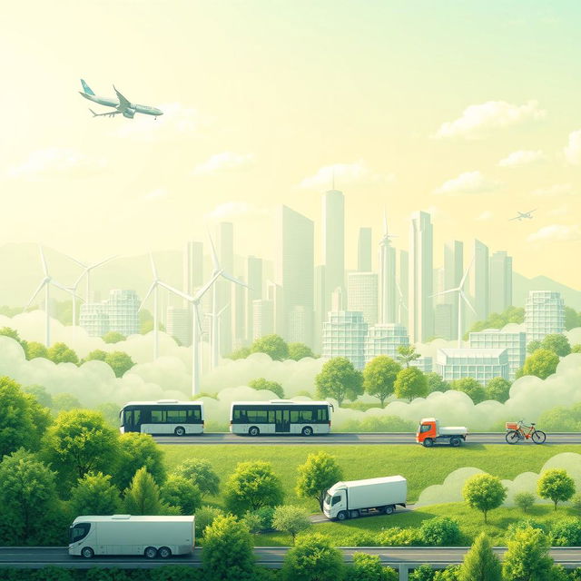 A realistic and modern banner design showcasing the concept of smart cities, green technologies, and logistics innovation