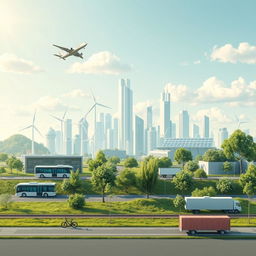 A realistic and modern banner design showcasing the concept of smart cities, green technologies, and logistics innovation