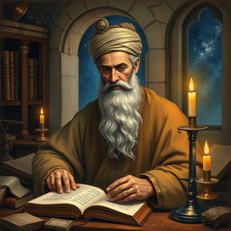 A portrait of the ancient Persian physician and philosopher Zakariya al-Razi, known for his contributions to medicine and chemistry