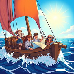 A beautifully crafted ship sailing on the open sea, symbolizing unity and the journey of learning