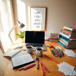 A simple yet busy study table that evokes inspiration for studying