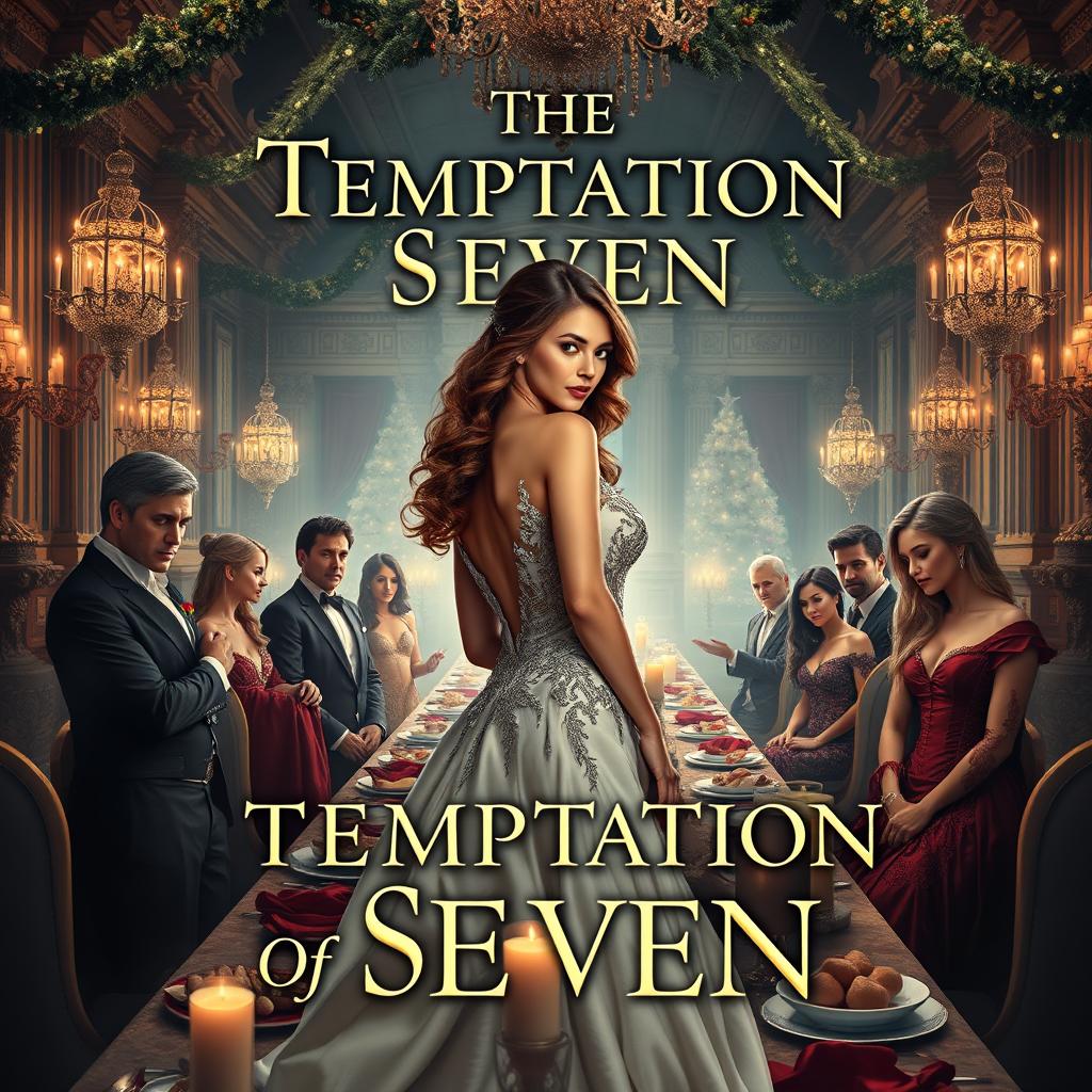 A captivating book cover design titled 'The Temptation of Seven'