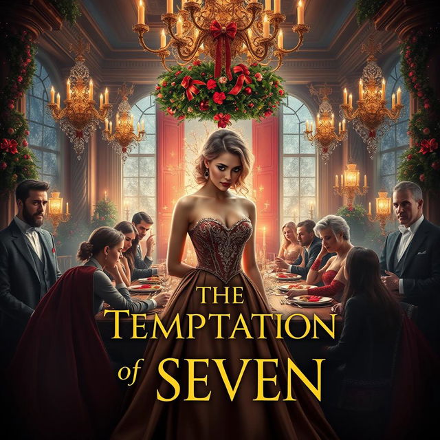 A captivating book cover design titled 'The Temptation of Seven'